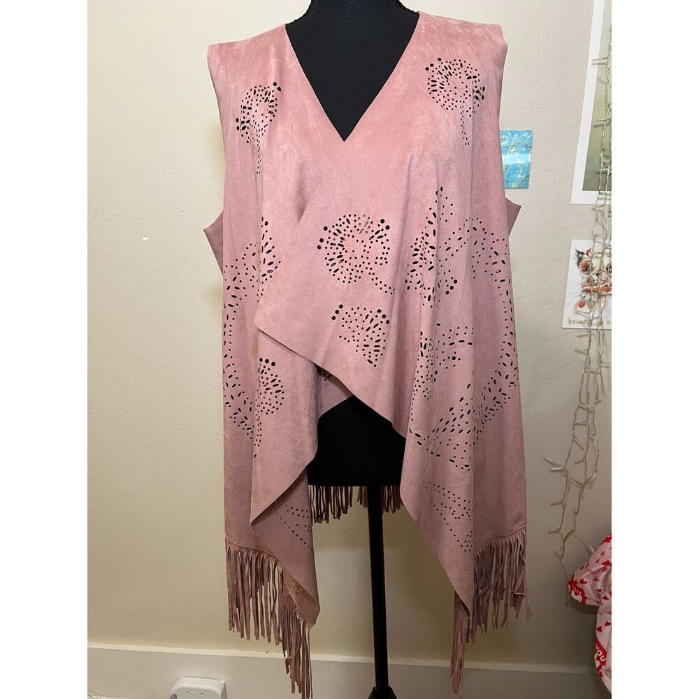 Western Women’s Vest Fringe Best Dusty Pink Size XL Cowgirl